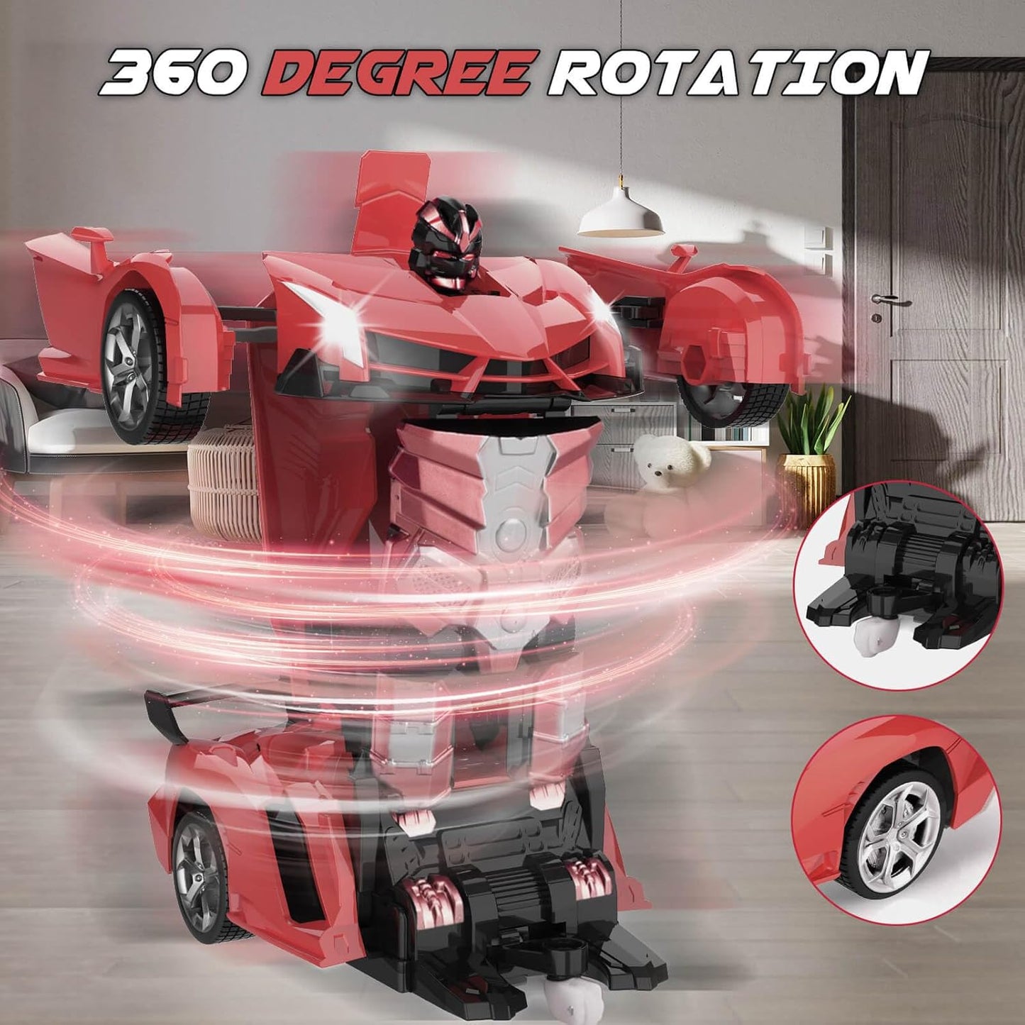 Transforming Remote Control Police Car Robot Toy | 2-in-1 RC Car with LED Lights