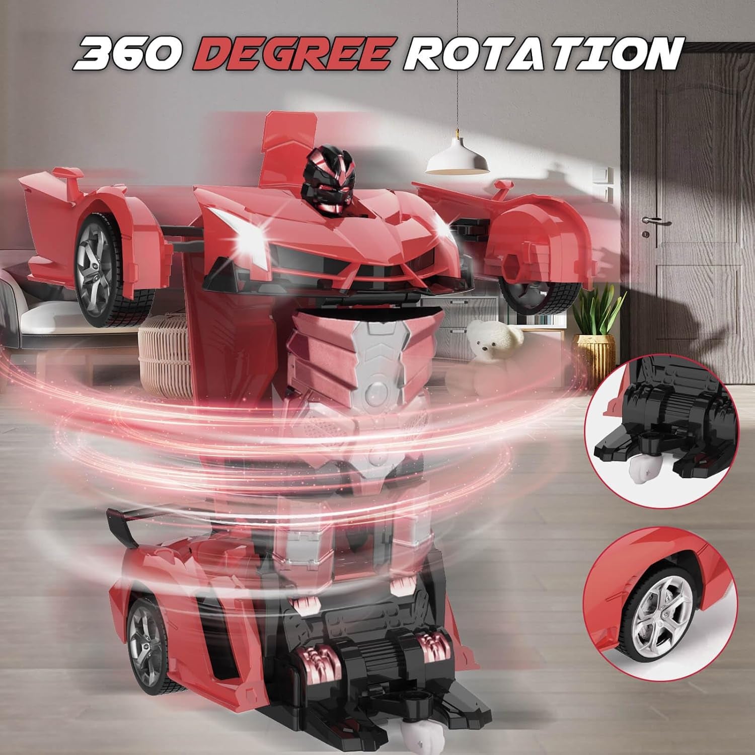 Transforming Remote Control Police Car Robot Toy | 2-in-1 RC Car with LED Lights