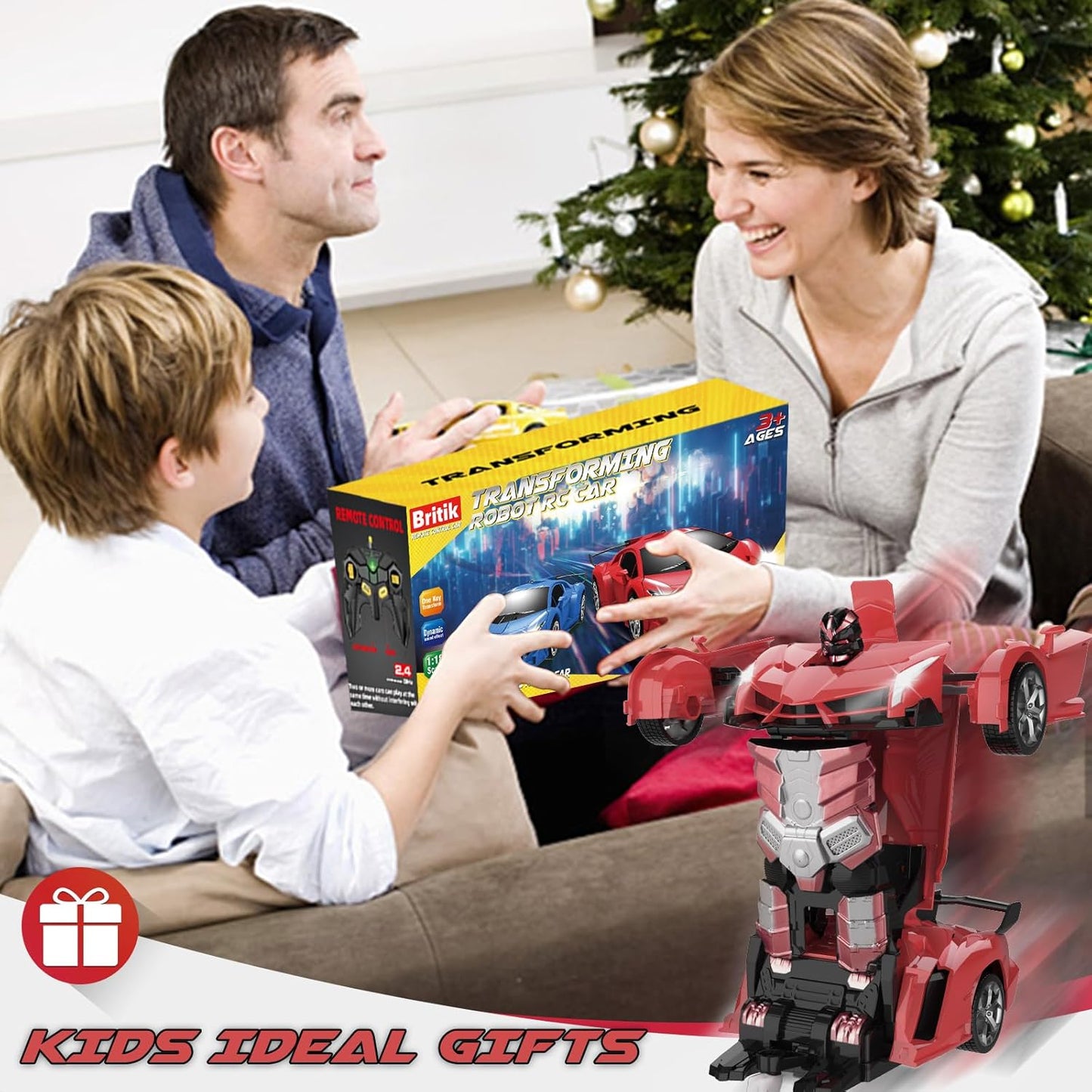 Transforming Remote Control Police Car Robot Toy | 2-in-1 RC Car with LED Lights