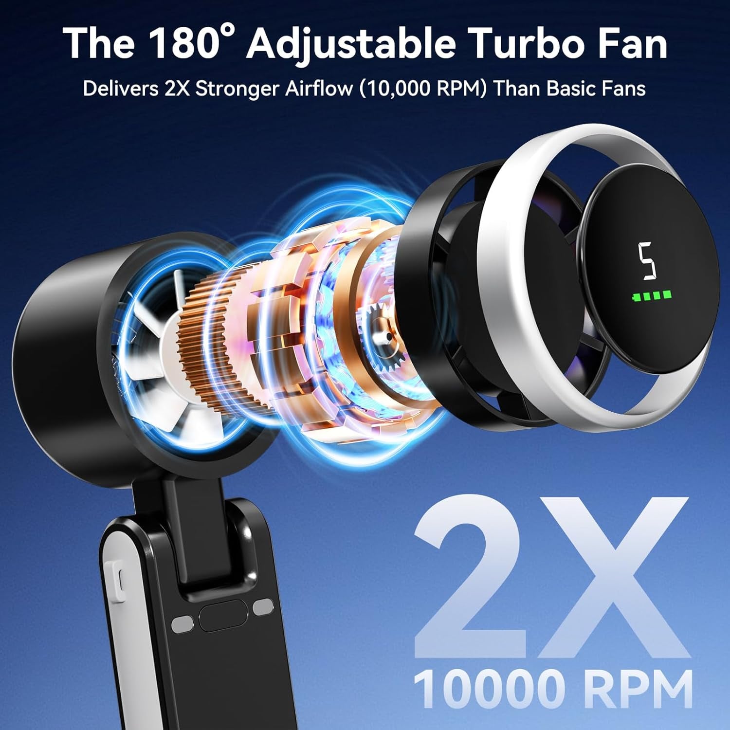 Portable Handheld Fan – Powerful Rechargeable Cooling Fan with LED Display