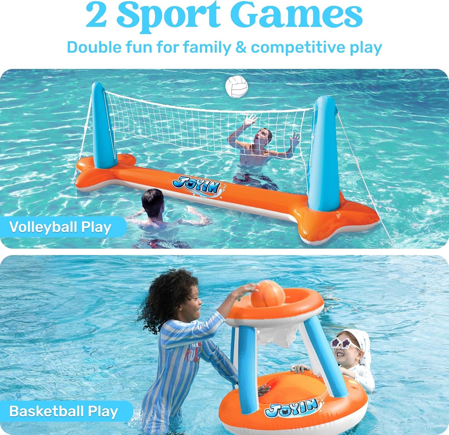 XL Inflatable Pool Volleyball & Basketball Set – Ultimate Summer Pool Party Game
