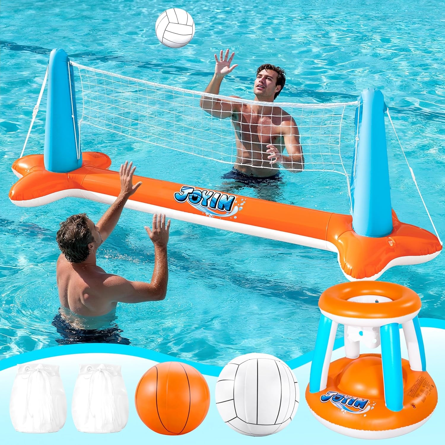 XL Inflatable Pool Volleyball & Basketball Set – Ultimate Summer Pool Party Game