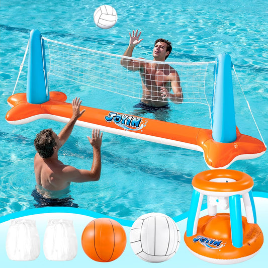 XL Inflatable Pool Volleyball & Basketball Set – Ultimate Summer Pool Party Game