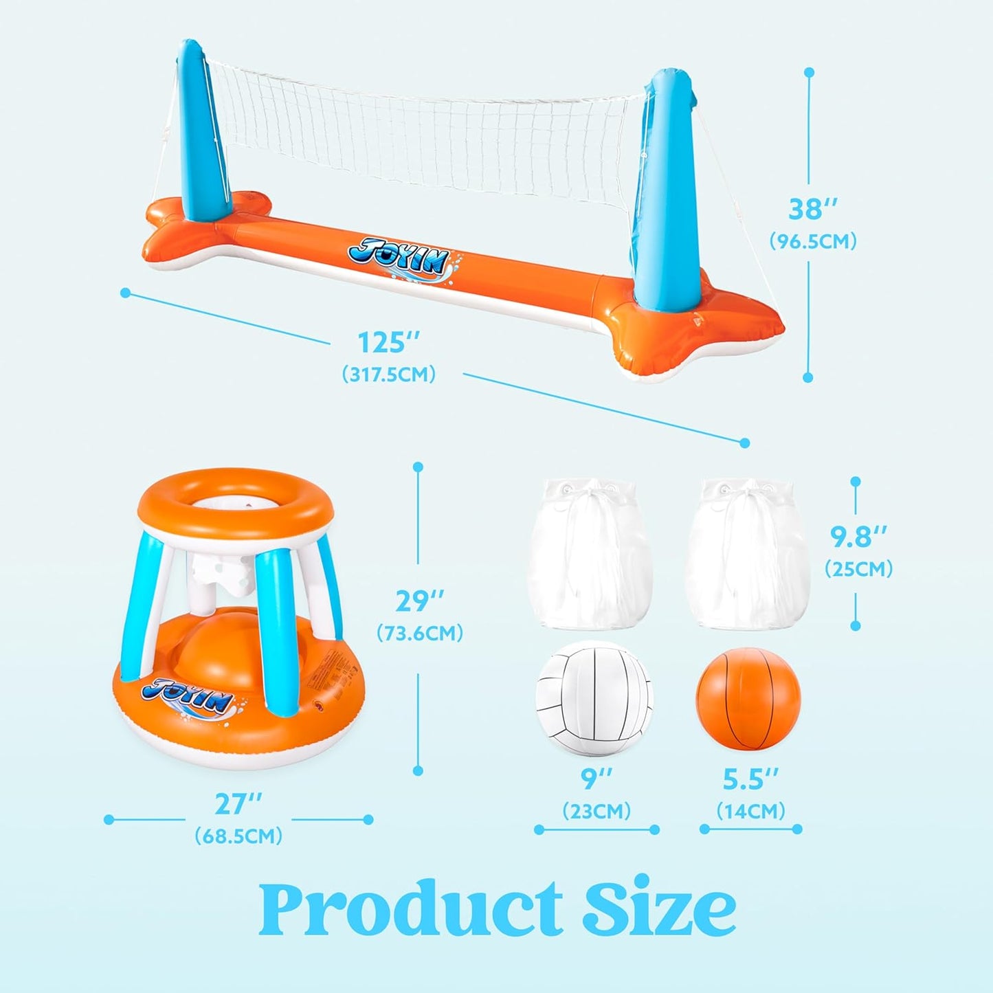 XL Inflatable Pool Volleyball & Basketball Set – Ultimate Summer Pool Party Game