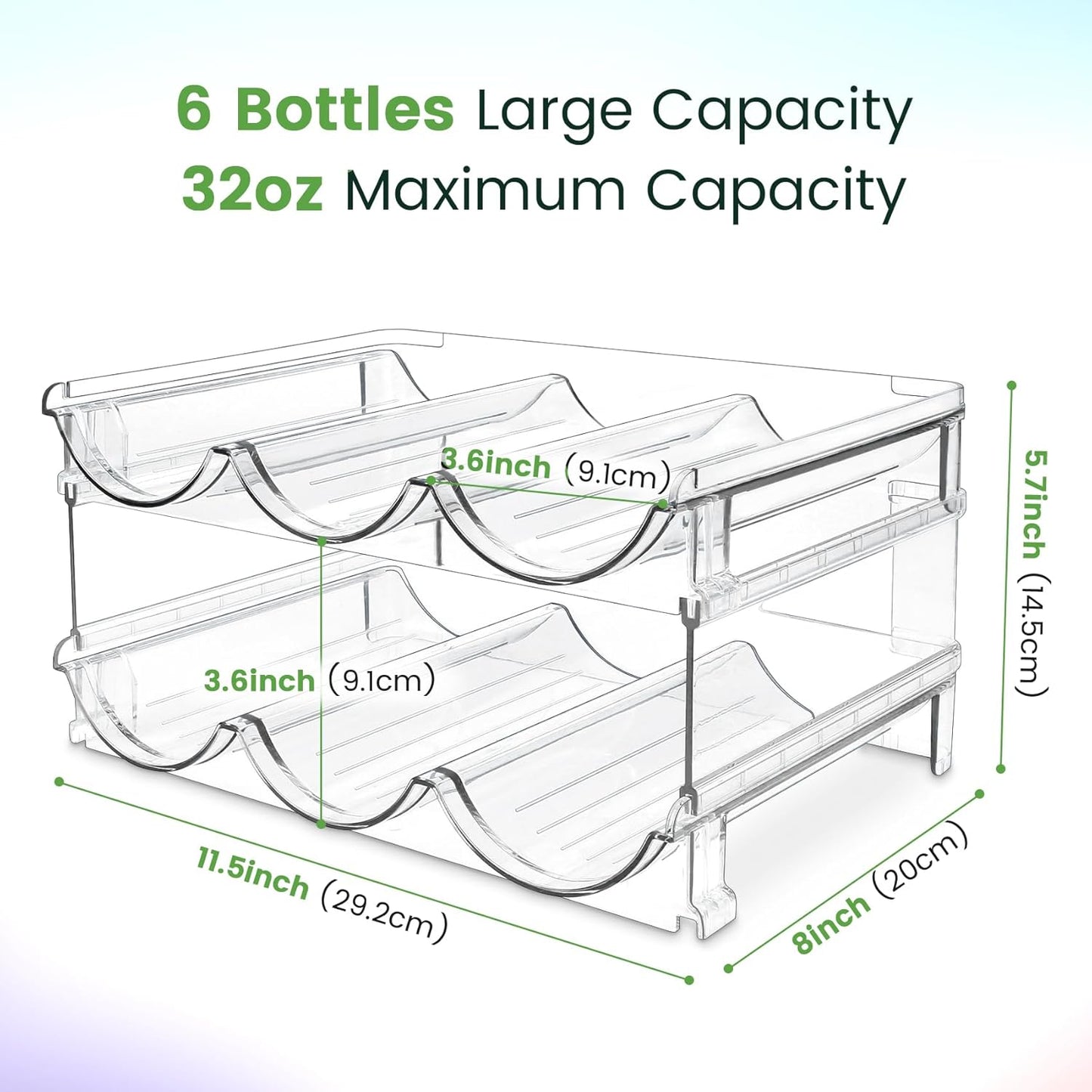 2-Tier Water Bottle Organizer Rack – Stackable Water Bottle Storage Holder for Kitchen Cabinets & Pantry