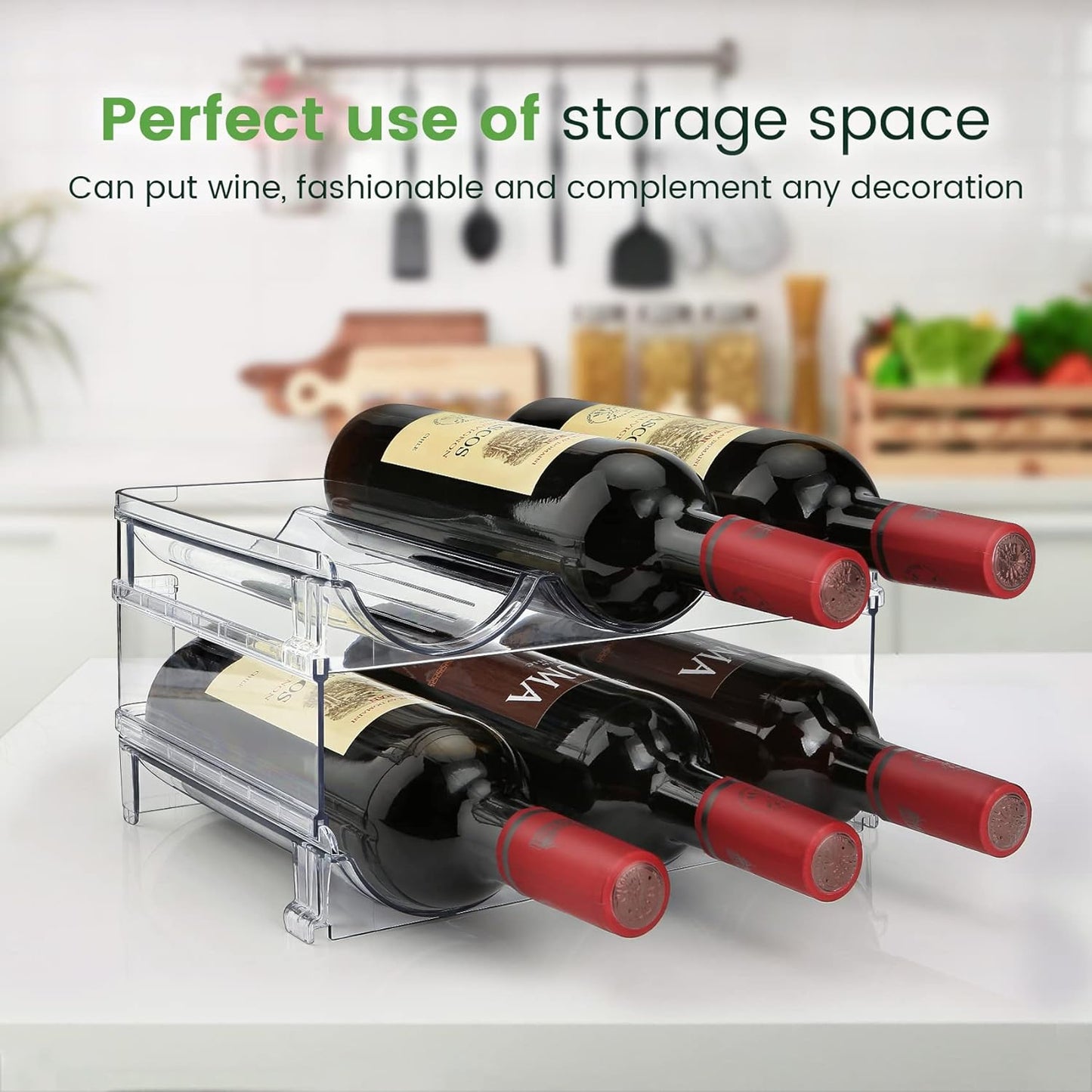 2-Tier Water Bottle Organizer Rack – Stackable Water Bottle Storage Holder for Kitchen Cabinets & Pantry