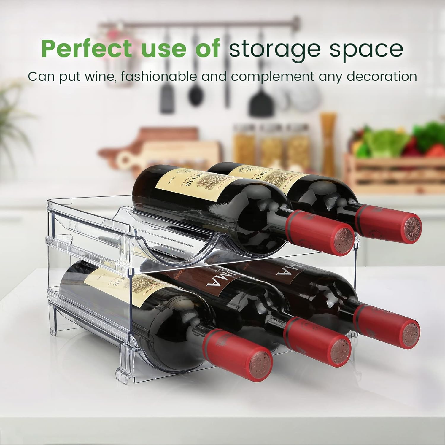 2-Tier Water Bottle Organizer Rack – Stackable Water Bottle Storage Holder for Kitchen Cabinets & Pantry