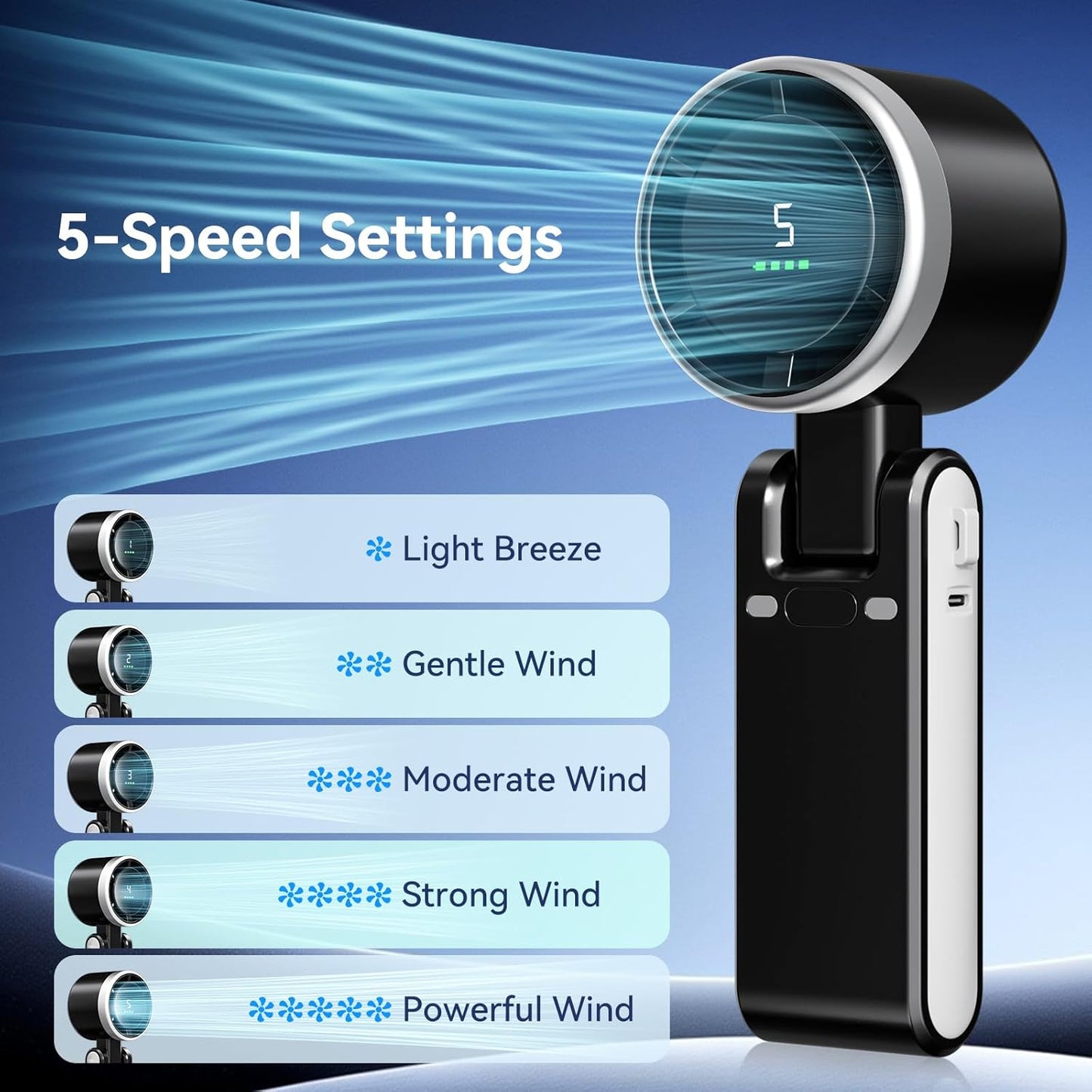 Portable Handheld Fan – Powerful Rechargeable Cooling Fan with LED Display