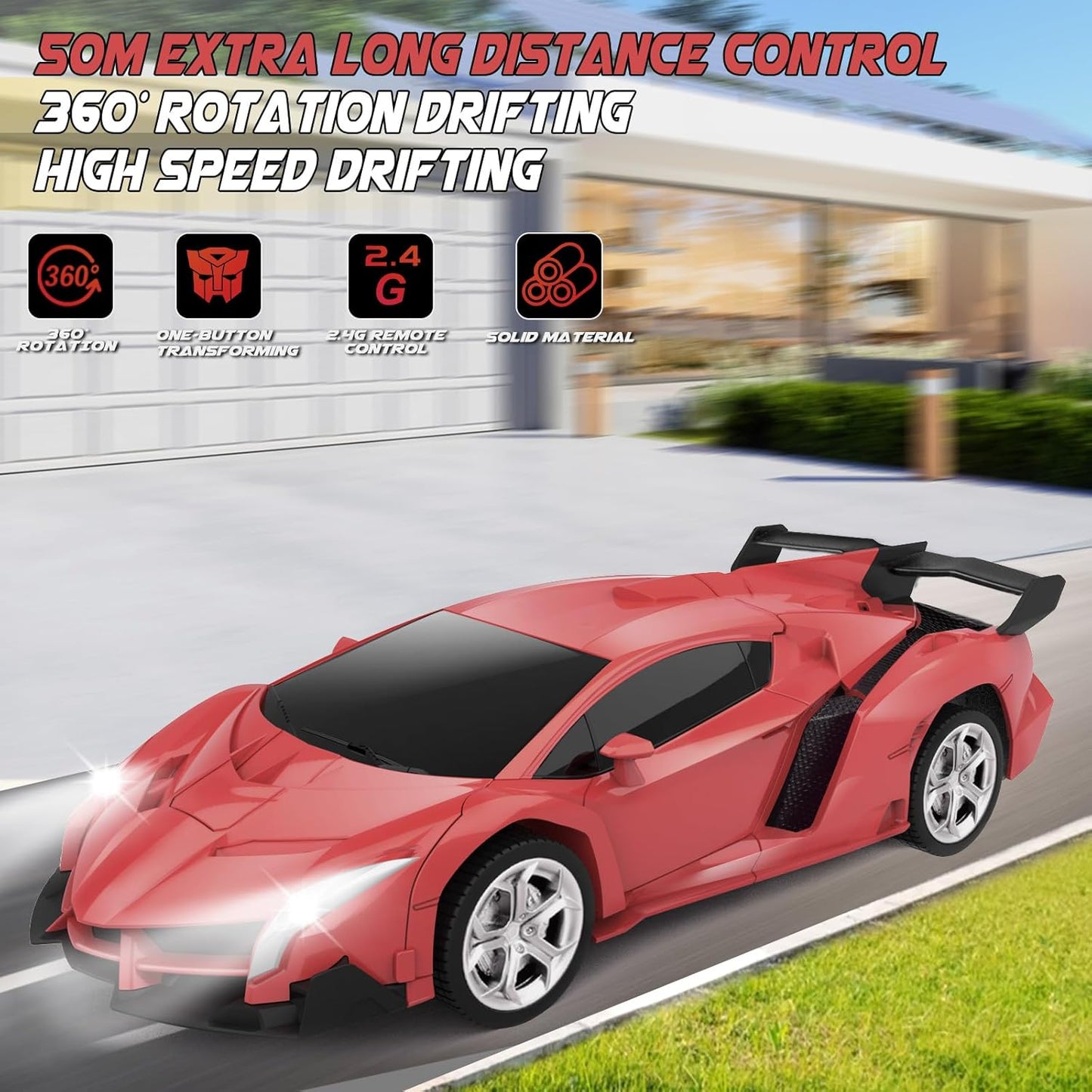Transforming Remote Control Police Car Robot Toy | 2-in-1 RC Car with LED Lights