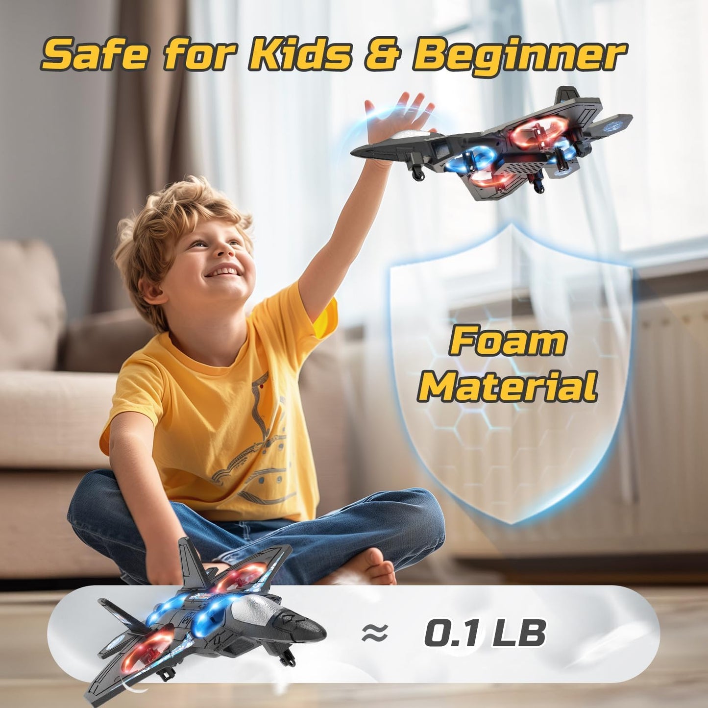 SkyBlade RC Fighter Drone – LED Lights & 360° Stunts