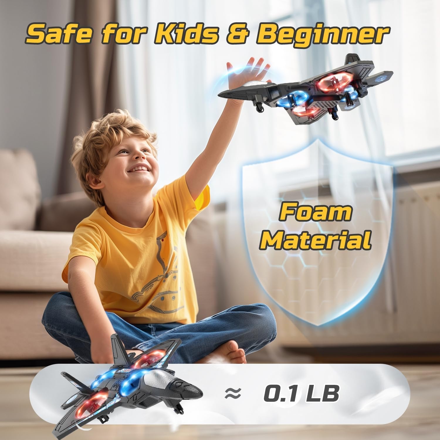 SkyBlade RC Fighter Drone – LED Lights & 360° Stunts