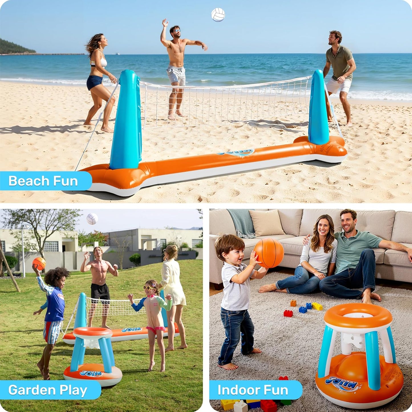 XL Inflatable Pool Volleyball & Basketball Set – Ultimate Summer Pool Party Game