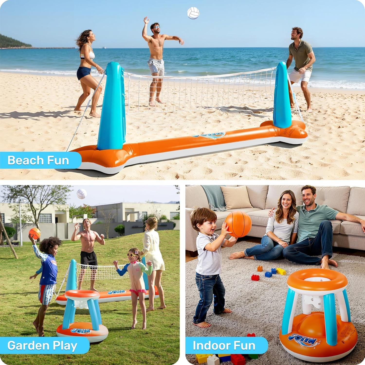 XL Inflatable Pool Volleyball & Basketball Set – Ultimate Summer Pool Party Game